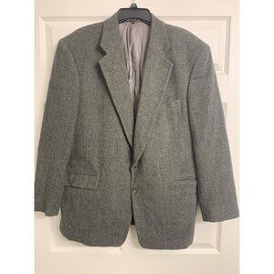 Christian Aujard N.Y. Paris 44R Wool Camel Hair Blend Gray Chevron Blazer Jacket